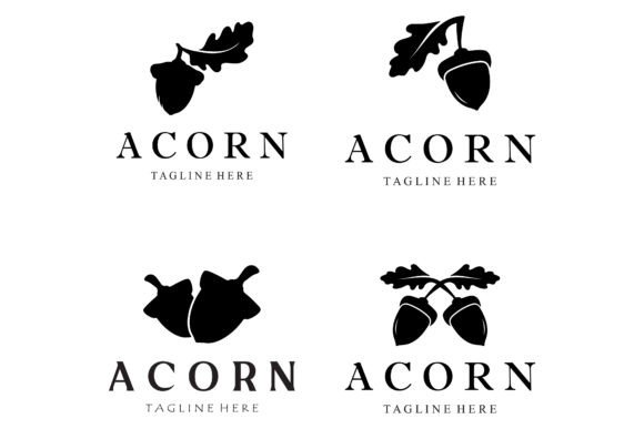 Download Simple Acorn Logo Design with Leaves,oak - Logo design Collection