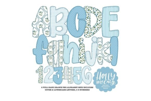 Download Cottage Chic Doodle Alphabet - Blue Font - Premium Resources