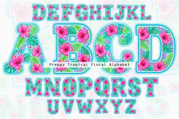 Download Preppy Tropical Floral Alphabet Bundle - Premium Resources