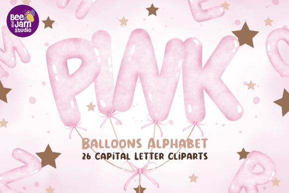 Download Watercolor Pink Balloons Alphabet, Fonts - Alphabet Collection